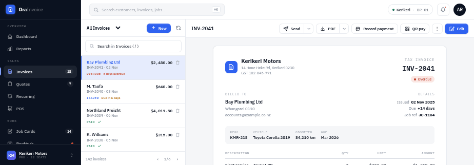 OraInvoice invoices